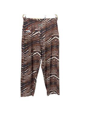 Vintage Zubaz Mens Large Pants Zebra Print Denver Broncos Pull On Blue Orange